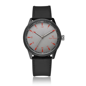 Waterproof Quartz Watch For Men Timeless Matter Gray faced silver frame black belt 