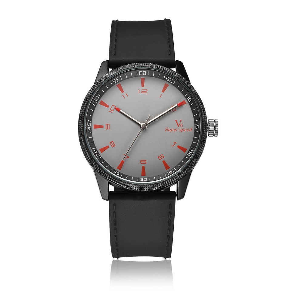 Waterproof Quartz Watch For Men Timeless Matter Gray faced silver frame black belt 
