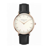Rosefield Ultra Thin Quartz Watch For Women Timeless Matter Rose gold shell black with white surface 