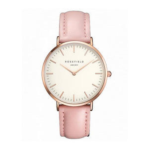 Rosefield Ultra Thin Quartz Watch For Women Timeless Matter Rose gold shell powder belt 