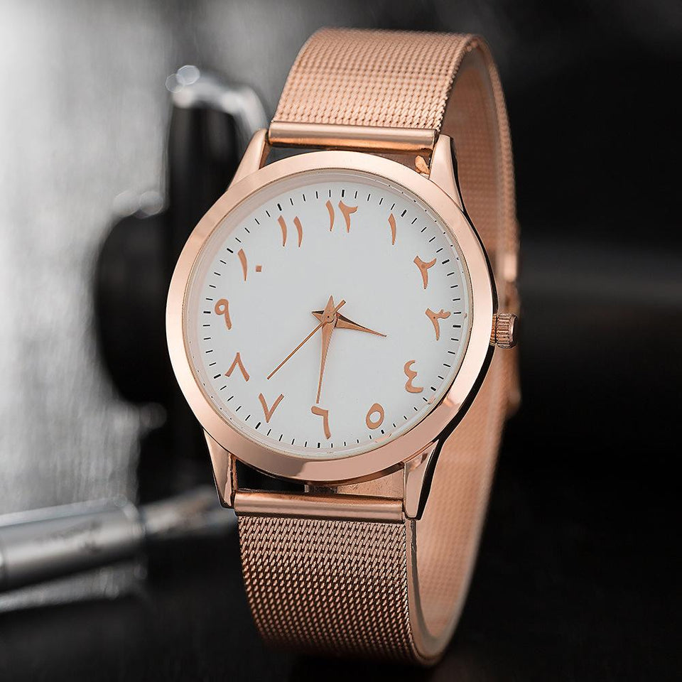 Arabian Quartz Unisex Watch Timeless Matter Pink 